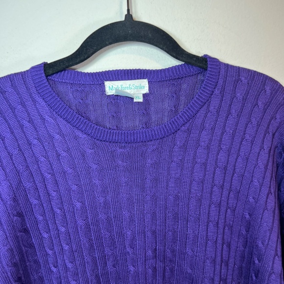 Mark Fore & Strike 100% Spun Silk Crew Neck Sweater Purple Textured Fitted Sz XL - Picture 2 of 9